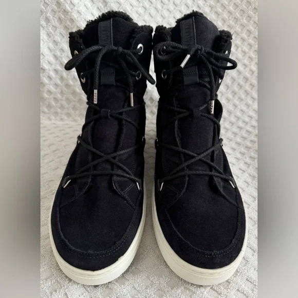 Tecnica Moon Boots Mercury High Paris Boot Black Suede Leather Faux Fur Size 10 - Picture 4 of 15